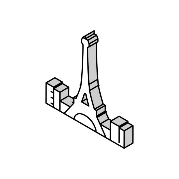 eiffel tower isometric icon vector illustration - big ben isometric london england famous place stock-grafiken, -clipart, -cartoons und -symbole