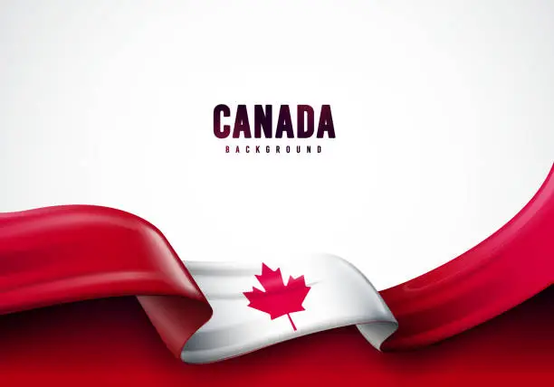 Vector illustration of Waving Canadian Flag. Canada Background Concept.