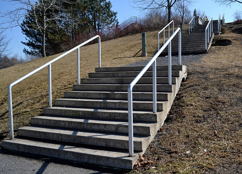 Grey stairs in a park