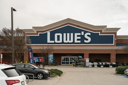 Cary, North Carolina, United States - 24 Feb 2024: Lowes in Cary, NC.