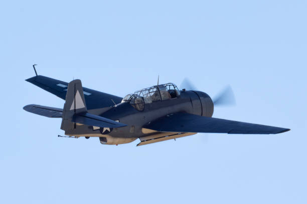 istock Tail view of a WWII assault plane (TBM Avenger), with bomb bay open 2038912961