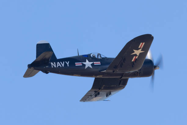 Side view of an American WWII fighter plane (Vought F4U Corsair )