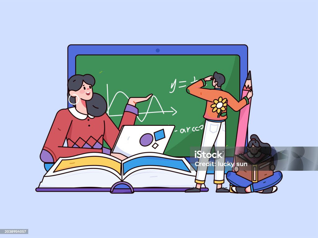 Learning Depiction Education And Learning People Flat Vector Concept Hand Drawn ...