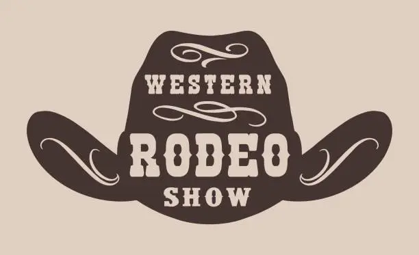 Vector illustration of Rodeo show monochrome vintage sticker