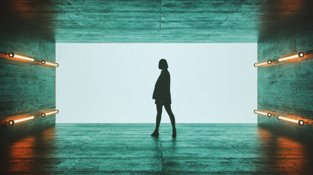 istock Woman standing in underground corridor 2038958844