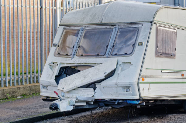 istock Caravan abandoned and dumped in street waiting to be removed 2038963667