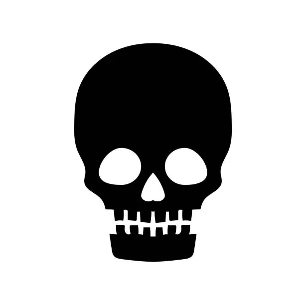 Vector illustration of Vector hand drawn halloween skull silhouette