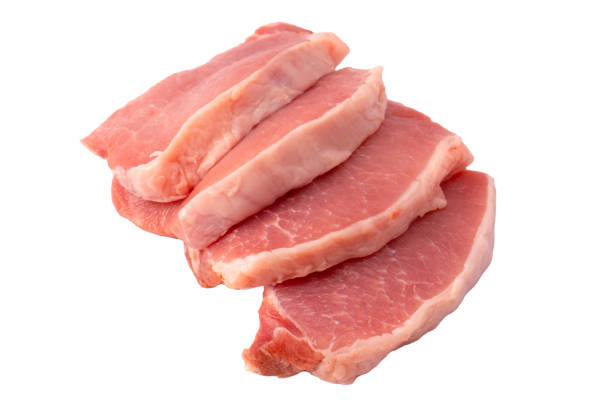 istock Raw pork pieces isolated on a white background. 2038967574