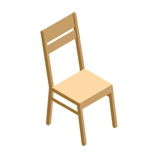 Vector illustration of Vector wooden chair illustration on white background