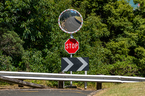 Safety convex mirror at roadside