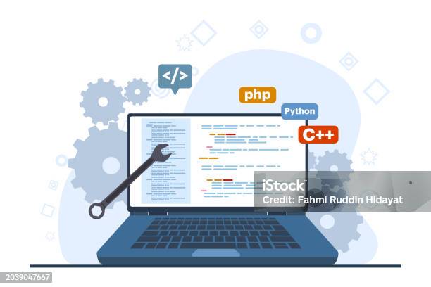Coding Html Latar Putih Pengembangan Web Atau Konsep Bahasa Pemrograman Css Html Itu Ui ...