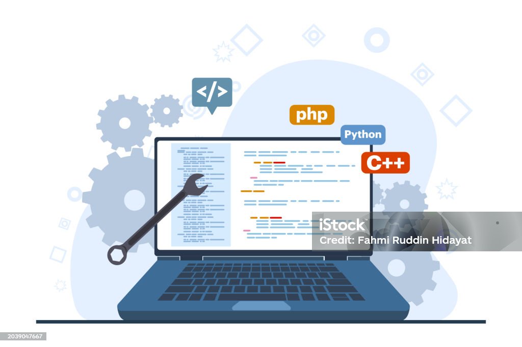 Web Development Or Programming Language Concept Css Html It Ui Cartoon ...