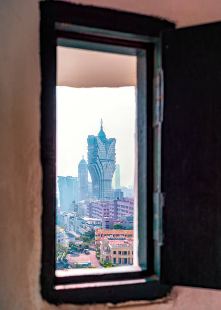 Macau city center outside the window.