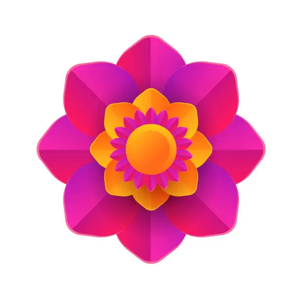 Vector illustration of Vector colorful spring flower in paper style