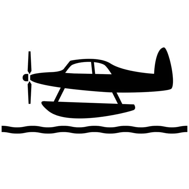 Vector illustration of Hydroplane icon. Seaplane sign. Small seaplane symbol. flat style.