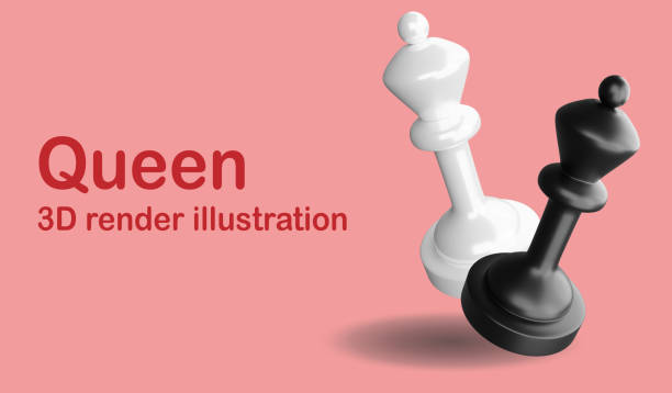 istock Queen chess piece banner and copy space on red background , 3D render chess illustration concept 2039235423
