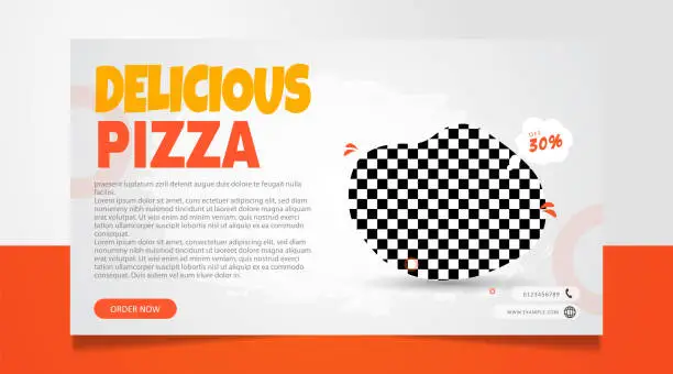 Vector illustration of Delicious pizza social media post website banner design template