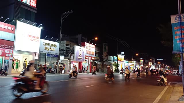 Street life at night in Can Tho city, Vietnam.