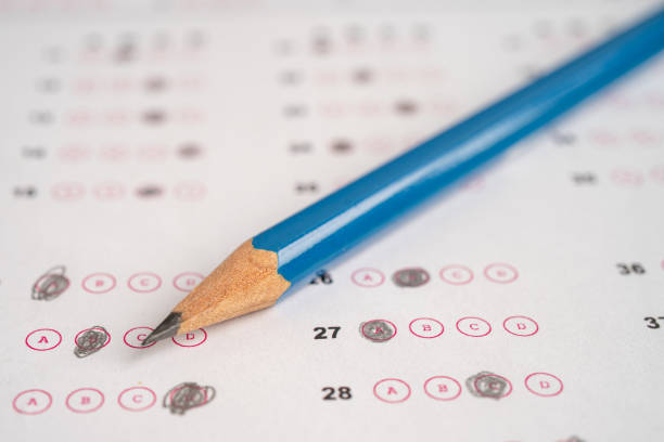 istock Answer sheets with pencil drawing fill to select choice, education concept. 2039296815