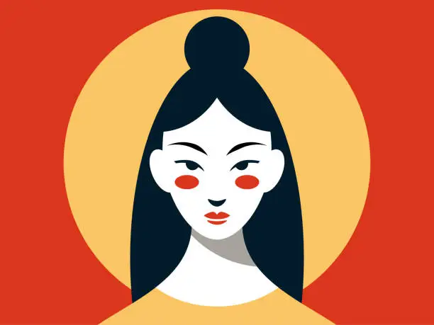 Vector illustration of Japanese woman portrait