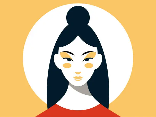 Vector illustration of Japanese woman portrait