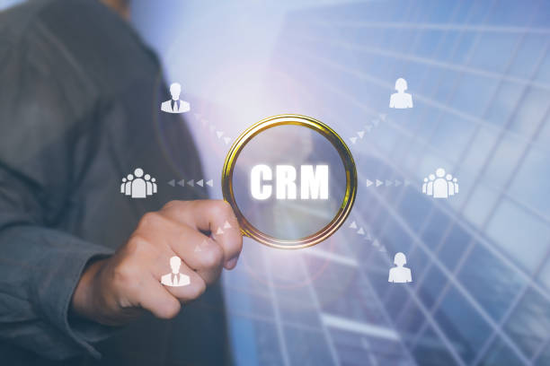istock Human resources, CRM, Businessman looking employee represented by icon. Customer Relationship Management, Executives select Human Resource Network Structure. 2039304977