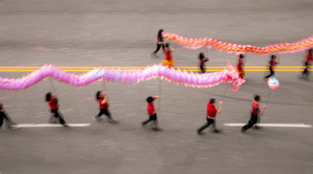 istock Motion blur of a dragon float during a Chinese lunar new year parade 2039330589