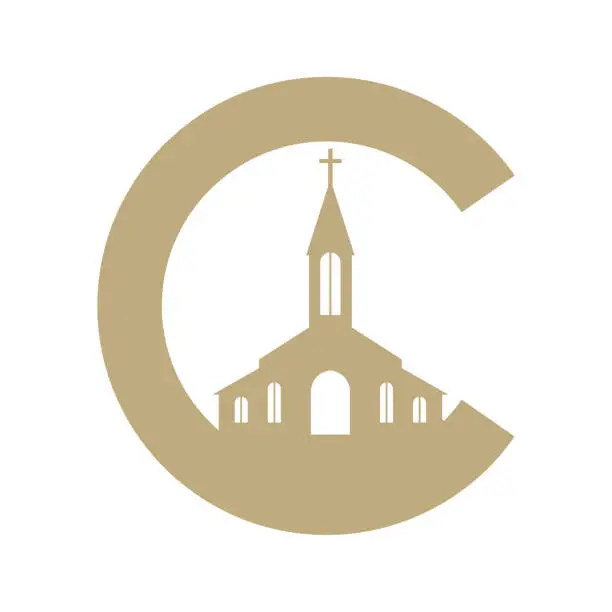 Vector illustration of Simple Minimalist Initial Letter C for Christian Church Chapel Illustration Design