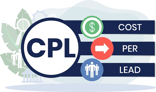 CPL - Cost Per Lead acronym, business concept background. vector illustration concept with keywords and icons. lettering illustration with icons for web banner, flyer, landing page, presentation