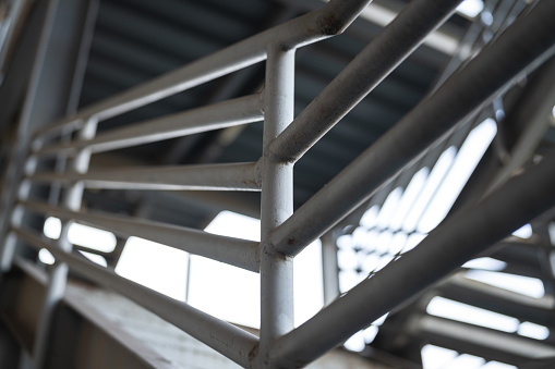 Metal stairs with geometric shapes