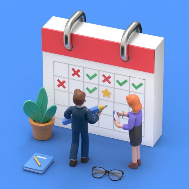 istock Planning schedule and calendar concept. Can use for web banner, infographics, hero images. Flat isometric 3D illustration isolated on white background. 2039413375