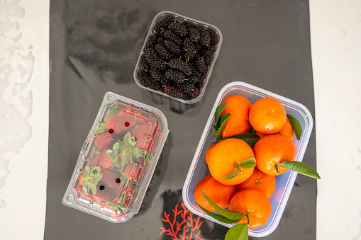 Vegan snacks in a plastic boxes