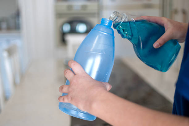 Girl with hand disinfection gel