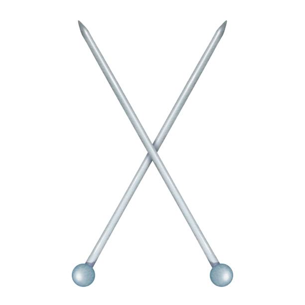 istock watercolor depiction of metallic knitting needles, ideal for crafting tutorials, knitting enthusiasts' blogs, or DIY-themed designs, adding a touch of sophistication to your creative endeavors 2039453403