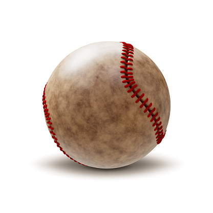 Old baseball ball isolated on white background. 3d-rendering