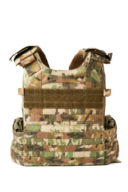 istock Camouflage bulletproof vest isolated on white background 2039522804