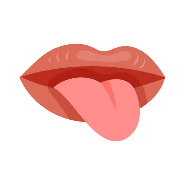 Vector illustration of Vector Red lip illustration on white background