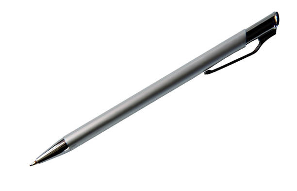 istock Automatic ballpoint pen isolated on white background. Business class silver ballpoint pen. 2039539628