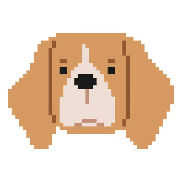 Vector illustration of Beagle Head Pixel 1