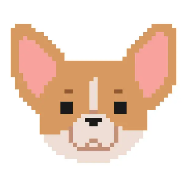 Vector illustration of Chihuahua Head Pixel 1