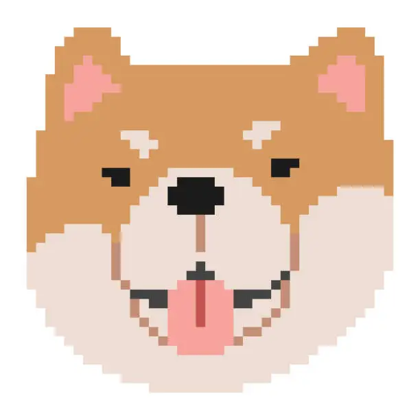 Vector illustration of Shiba Inu Head Pixel 1