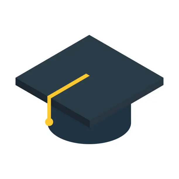 Vector illustration of vector education grad cap in flat style