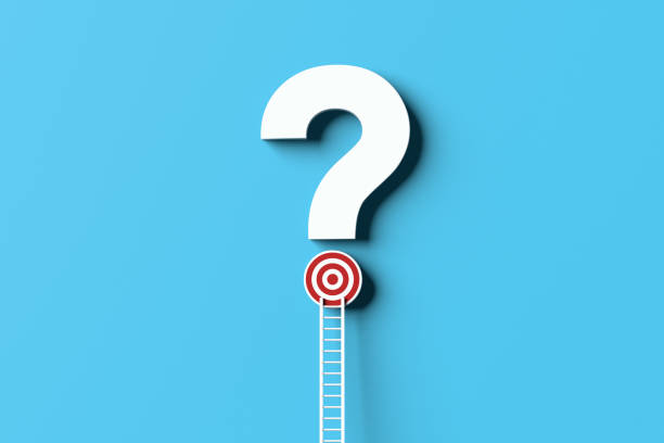 istock Ladder leaning on the question mark symbol with target goal icon. 2039573190