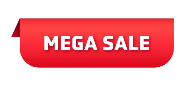istock Vector red ribbon mega sale, red badge, sticker, transparent background 2039575292