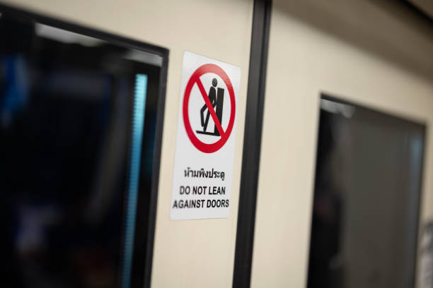 istock Do not lean on the door, caution sign. 2039625629