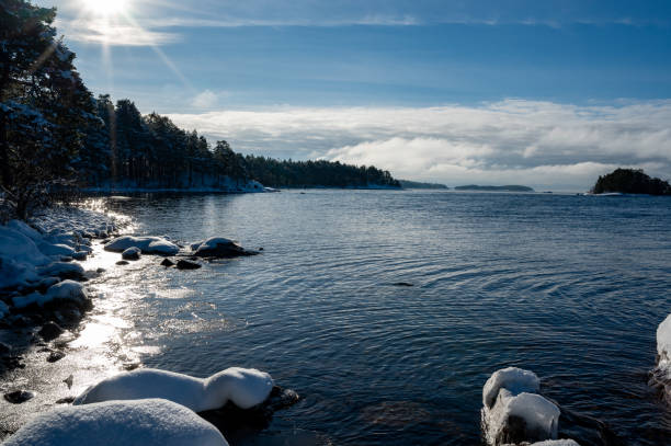 istock Beautiful view over ice and water on lake 2039638737