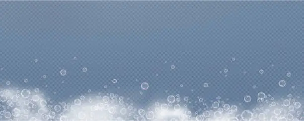 Vector illustration of This vector template shows a bath foam with shampoo bubbles isolated on a transparent background. It can be used for advertising purposes. Mousse bath foam.