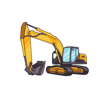 Excavator template vector. Heavy equipment vector for construction company.