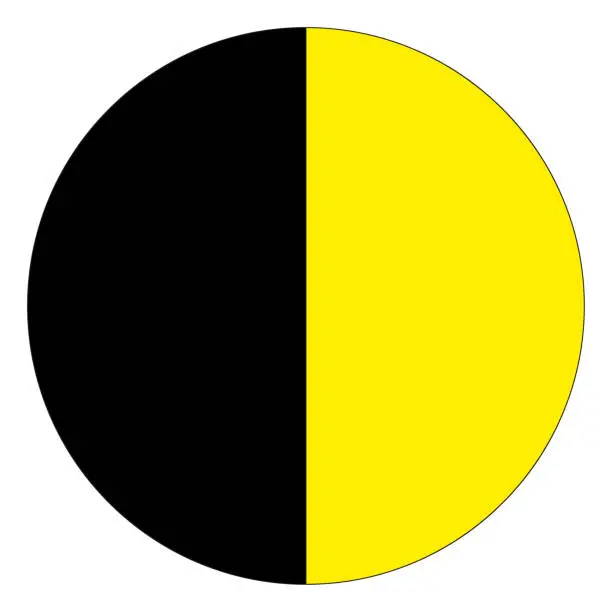 Vector illustration of Symbolic depiction of day and night creation. A circle split into black and yellow. Vector illustration. EPS 10.