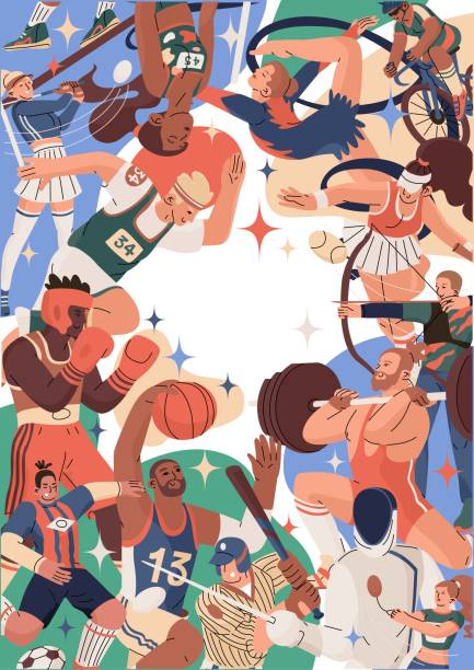 Poster for sporting events and competitions. Active and healthy lifestyle. Summer sports. Vector illustration isolated on transparent background. Poster for sporting events and competitions. Active and healthy lifestyle. Summer sports. Vector illustration isolated on transparent background. famous archer stock illustrations